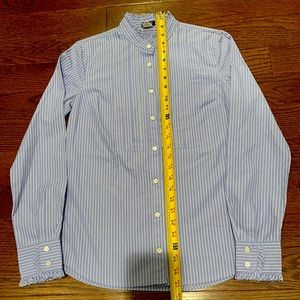 J.Crew Striped Ruffle and Collar Long Sleeve Button Down Shirt Size-2 X-Small